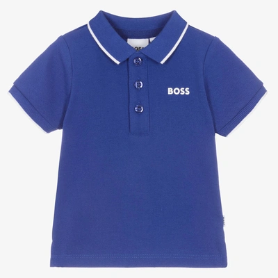 Shop Hugo Boss Boss Baby Boys Blue Logo Polo Shirt