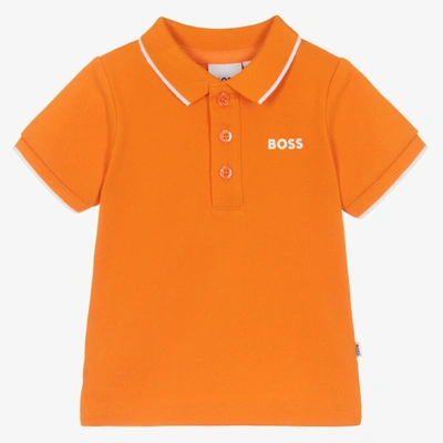 Shop Hugo Boss Boss Baby Boys Orange Logo Polo Shirt