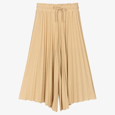 Shop Ido Junior Girls Gold Pleated Jersey Trousers
