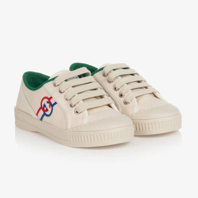 Shop Gucci Ivory Canvas Tennis 1977 Trainers