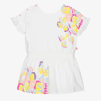 Shop Billieblush Girls White Cotton Butterfly Playsuit