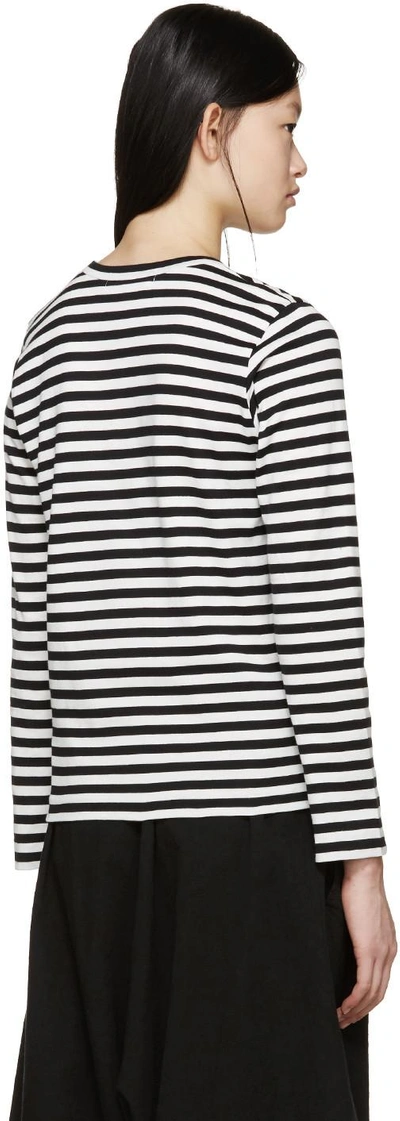 Shop Comme Des Garçons Play Black & White Striped Heart Patch T-shirt