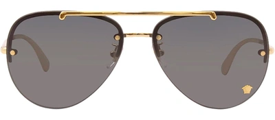 Shop Versace Ve 2231 100287 Aviator Sunglasses In Grey