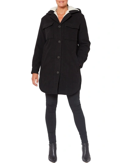 Shop Sanctuary Womens Sherpa Lining Winter Long Coat In Black