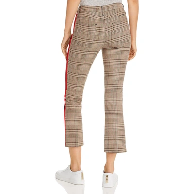 Aqua Plaid Side Stripe Ponte Stretch High Rise Pant In Multicolor In Brown