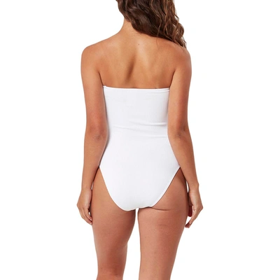 Shop Charlie Holiday Ozzie Womens Ribbed Beachwear One-piece Swimsuit In White