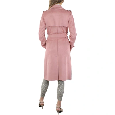 Shop Tahari Womens Faux Suede Lightweight Trench Coat In Pink