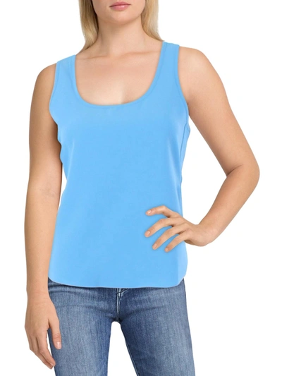Shop Karen Kane Womens Split Hem Sleeveless Tank Top In Blue