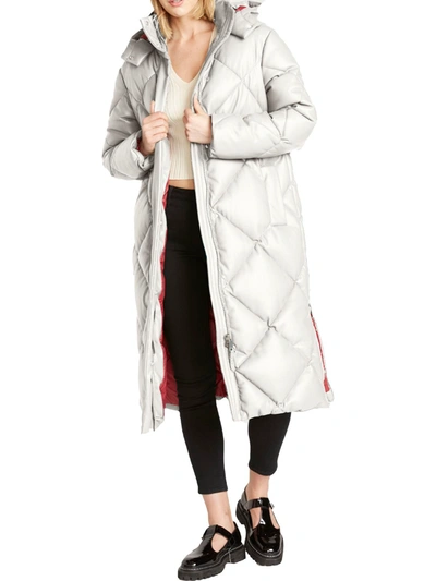 Shop Rebecca Minkoff Womens Vegan Leather Cold Weather Puffer Jacket In Beige