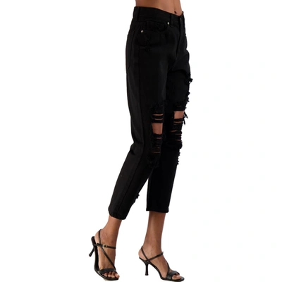 Shop Just Black Womens High Rise Destroyed Cropped Jeans In Black