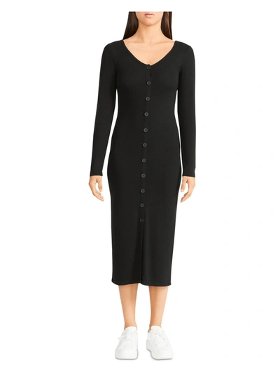 Shop Bb Dakota By Steve Madden Trish Womens Button Front Calf Midi Dress In Black
