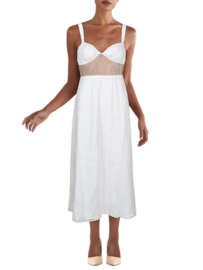 Shop Danielle Bernstein Womens Lace Sheer Midi Dress In White