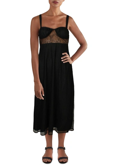 Shop Danielle Bernstein Womens Lace Sheer Midi Dress In Black
