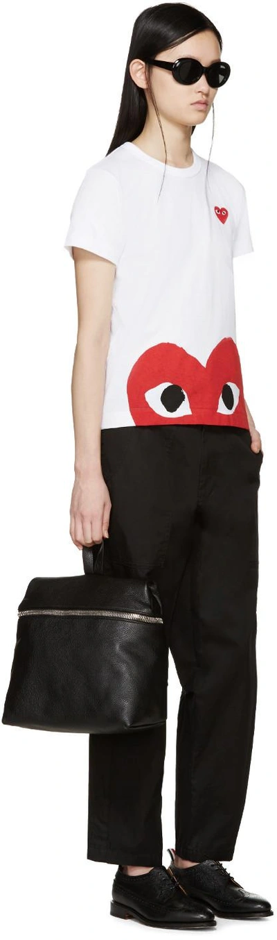 Shop Comme Des Garçons Play White Half Heart T-shirt