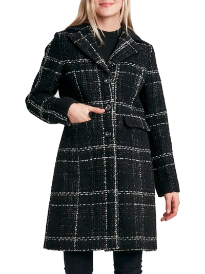 Shop Laundry By Shelli Segal Womens Tweed Cold Weather Walker Coat In Black