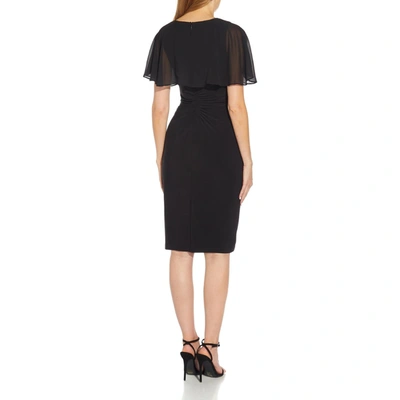Shop Adrianna Papell Womens Sheer V Neck Sheath Dress In Black