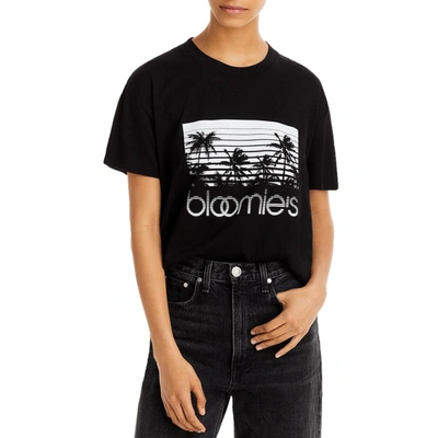 Shop Bloomie's Palm Trees Womens Cotton Crewneck Graphic T-shirt In Black