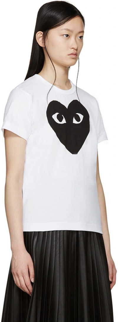 Shop Comme Des Garçons Play White & Black Heart T-shirt