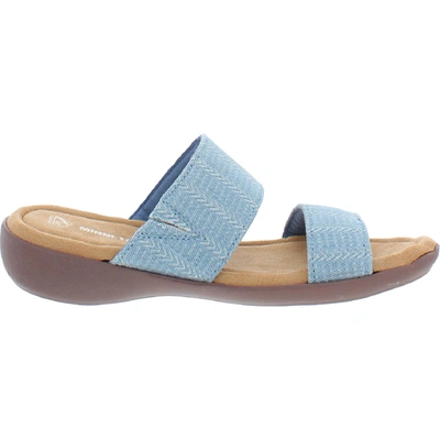 Shop Minnetonka Sabina Womens Slip On Wedge Slide Sandals In Blue