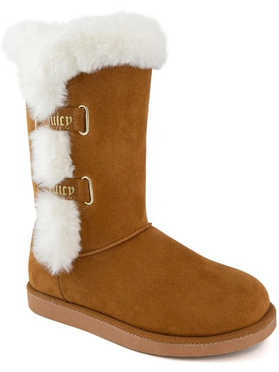 Shop Juicy Couture Koded Womens Faux Suede Slip On Winter & Snow Boots In Brown