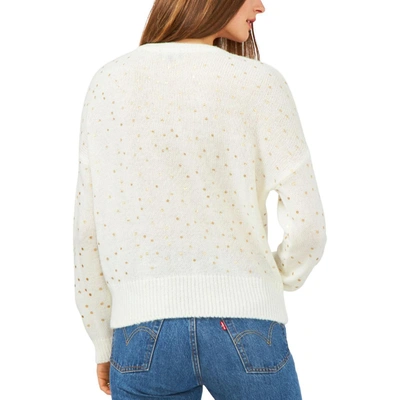 Shop 1.state Womens Metallic Polka Dot Pullover Sweater In White