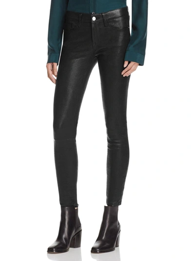 Shop Frame Womens Lambskin Leather Skinny Pants In Black