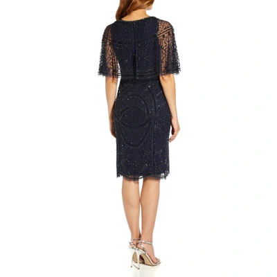 Shop Adrianna Papell Womens Beaded Sheath Cocktail And Party Dress In Blue