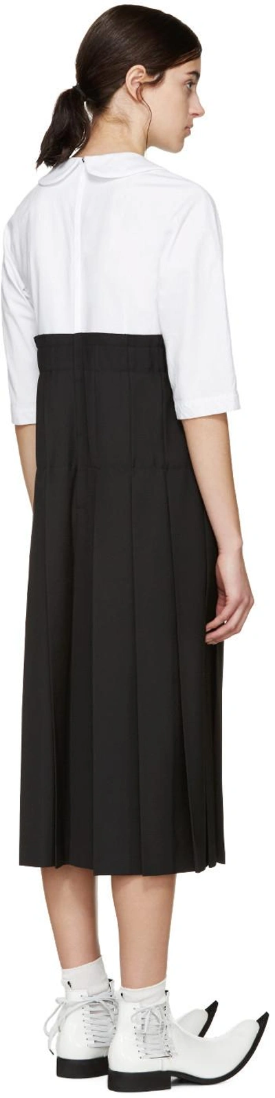 Shop Comme Des Garçons White & Black Pleated Dress