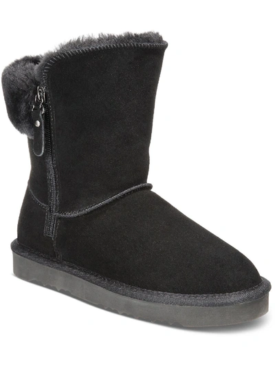 Shop Style & Co Maevee Womens Leather Ankle Winter & Snow Boots In Black