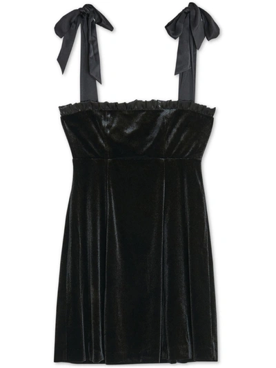 Shop Danielle Bernstein Womens Velvet Short Mini Dress In Black