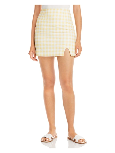 Shop Charlie Holiday Sienna Womens Check Print Midi Straight Skirt In Yellow