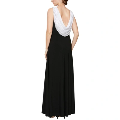 Shop Alex Evenings Womens Embellished Cowl Neck Evening Dress In Black