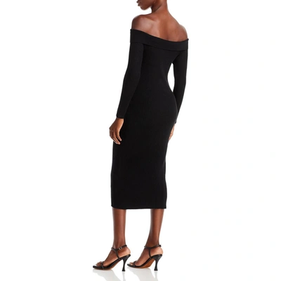 Shop Fore Womens Off The Shoulder Ribbed Knit Midi Dress In Black