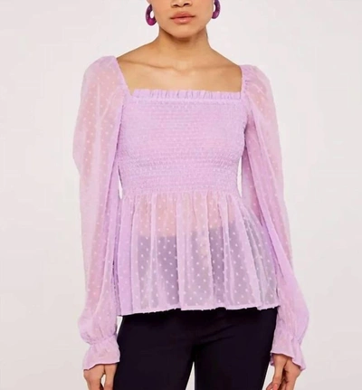 Apricot Dobby Smock Ruffle Top In Lilac In Purple