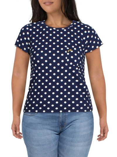 Shop Pam & Gela Womens Polka Dot Short Sleeves Top In Blue