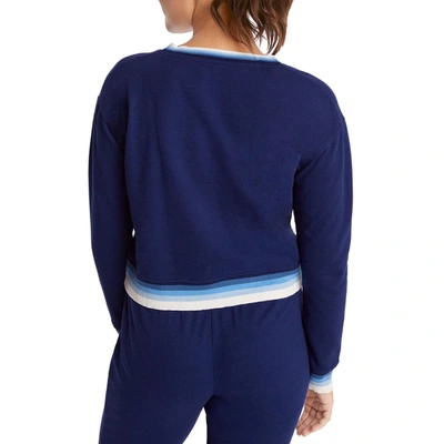 Shop Splendid Jada Womens Cropped Striped Sweatshirt, Crew In Blue