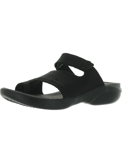 Shop Bzees Carry On Womens Toe Loop Slip On Slide Sandals In Black
