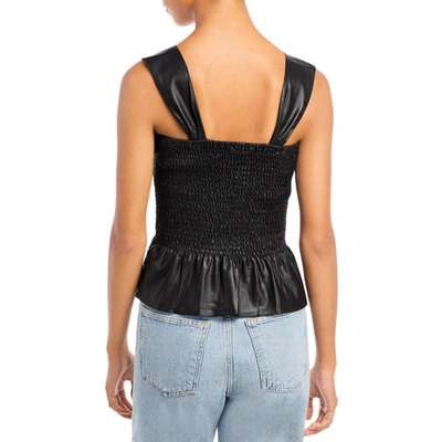Shop Lucy Paris Lourdes Womens Faux Leather Smocked Tank Top In Black