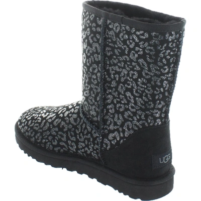 Shop Ugg Classic Short Womens Suede Snow Leopard Winter Boots In Black