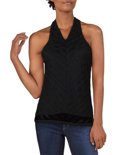 Shop Red Haute Womens Lace Layered Halter Top In Black