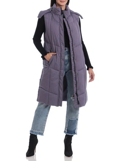 Shop Avec Les Filles Womens Quilted Longline Vest In Purple