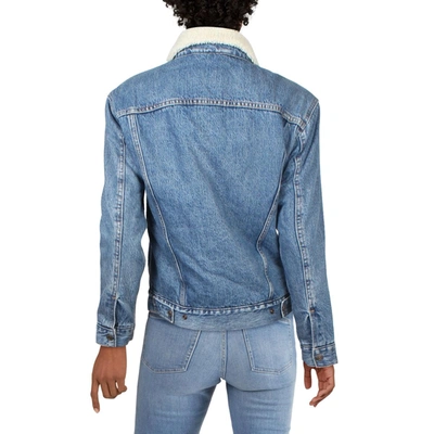 Shop Levi's Womens Denim Faux Fur Lined Trucker Jacket In Blue