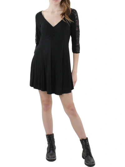 Shop Kimi & Kai Morgran Womens Lace Trim Mini Bodycon Dress In Black
