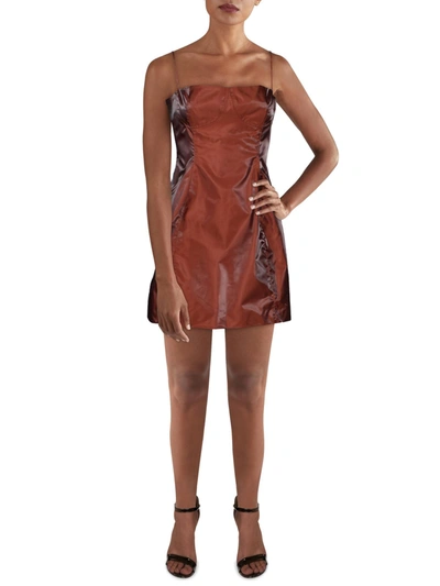 Shop Danielle Bernstein Juniors Womens Party Mini Fit & Flare Dress In Brown
