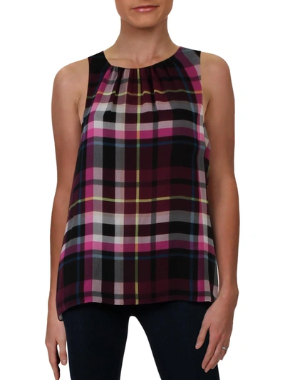 Shop Vince Camuto Womens Plaid Swing Tank Top In Multi