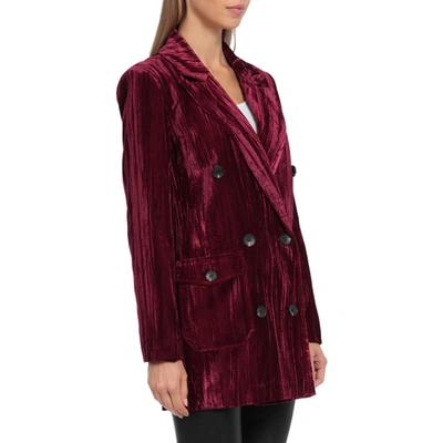 Shop Bagatelle Petites Womens Velvet Dressy Double-breasted Blazer In Red