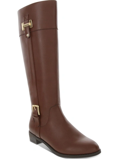 Shop Karen Scott Deliee 2 Womens Faux Leather Wide-calf Riding Boots In Brown