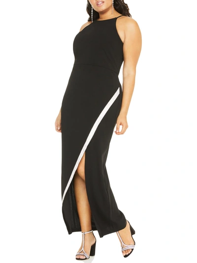 Shop Bcx Plus Womens Halter Sleeveless Evening Dress In Black