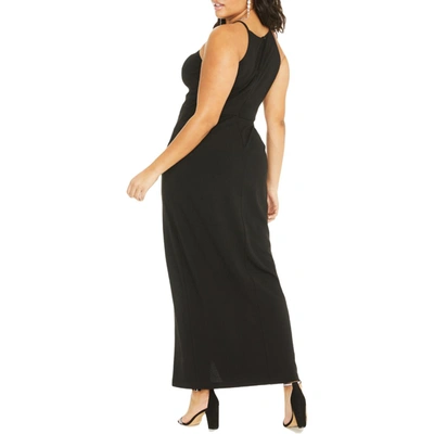 Shop Bcx Plus Womens Halter Sleeveless Evening Dress In Black