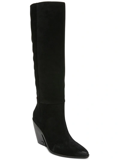 Shop Sam Edelman Annabel Womens Suede Almond Toe Knee-high Boots In Black